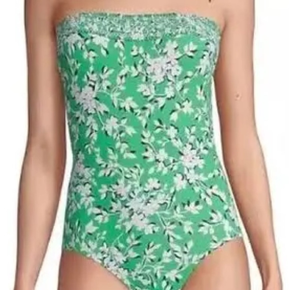 Draper James Green Floral Kids One Piece Swimsuit